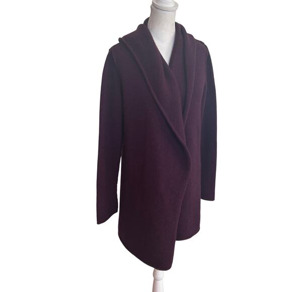 Vince Burgundy Hooded Yak / Wool  Open Cardigan Sweater Womens Size Small - Picture 2 of 6